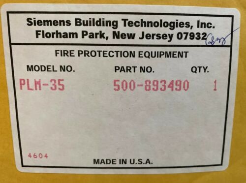 SIEMENS PLM-35 POWER LIMITING MODULE FIRE ALARM 500-893490