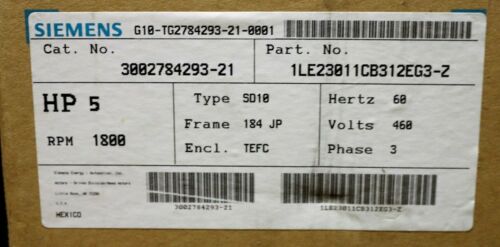 New 1LE23011CB312EG3-Z Siemens 5HP Electric Motor