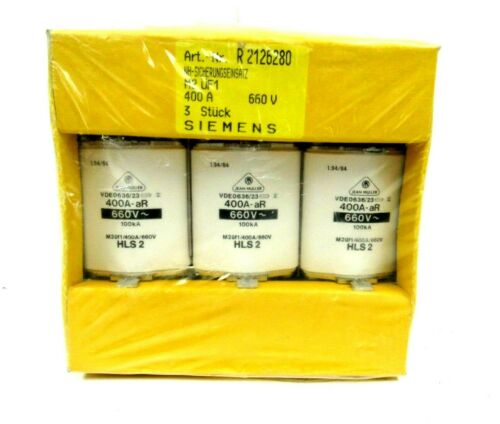 NEW BOX OF 3 SIEMENS VDE0636/23 FUSE 400A 660V R2126280 400A-AR HLS2 VDE063623