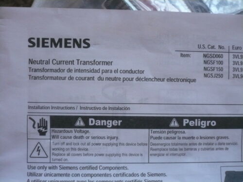 New Siemens NGSN800 VL Neutral Current Transformer