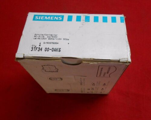 SIEMENS 3TF3400-0AK6 CONTACTOR 120VAC COIL