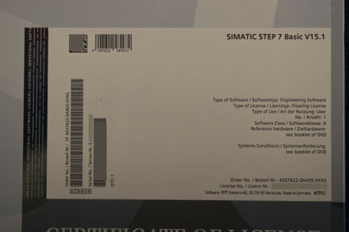 New Sealed Siemens 6ES7822-0AA05-0YA5 /V15.1 6ES78220AA050YA5 SIMATIC STEP 7 Ba