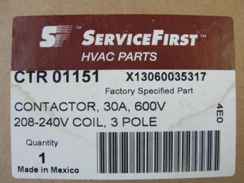 New Siemens Definite Purpose Contactor, 42BF35AGAHY, CTR 01151, 208/240VAC Coil