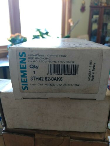 SIEMENS 3TH42 62-0AK6 CONTROL RELAY 110/120V 50/60HZ