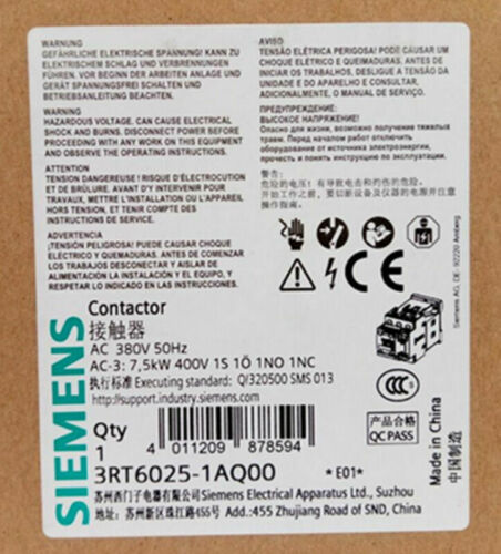 Siemens 3RT6025-1AQ00 380V contactor New