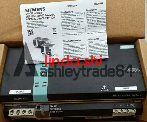 Siemens Power Supply Module 6EP1334-3BA00 24VDC 10A New In Box