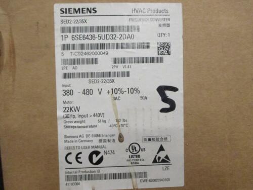 SIEMENS 6SE6436-5UD32-2DA0 HVAC VARIABLE FREQUENCY DRIVE 30HP 380-480V
