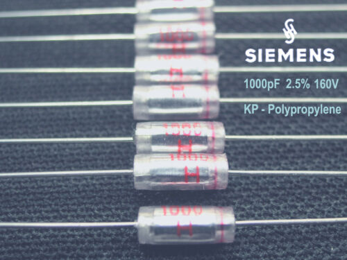 1000pF - 160V 2.5% Siemens KP styroflex Capacitors Audio Grade x 10 pieces