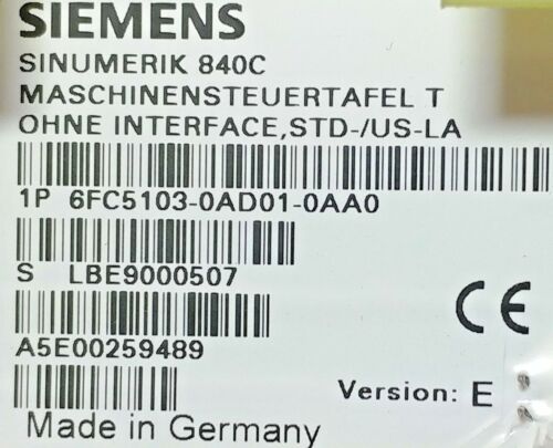 Siemens Sinumerik 840C 6FC5103-0AD01-0AA0 Operator Interface Control Panel - NIB