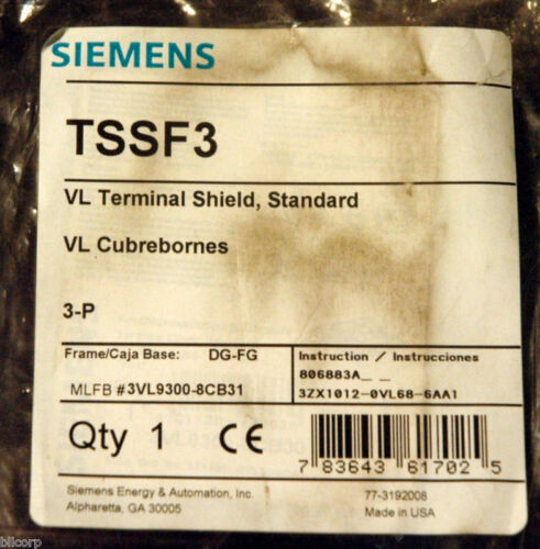 SIEMENS 3 POLE TERMINAL COVER TSSF3