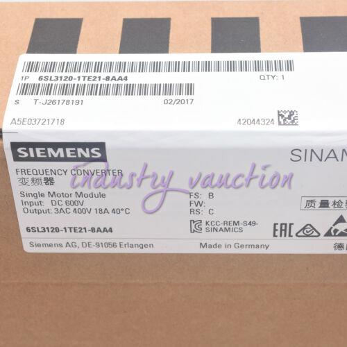 1 piece New Siemens 6SL3120-1TE21-8AA4 S120 single motor module input 600V DC