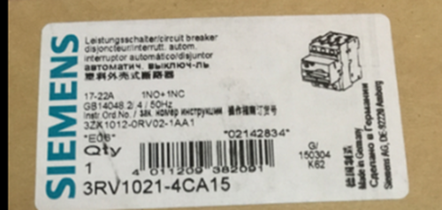 One NEW Siemens breaker 3RV1021-4CA15 3RV1 021-4CA15