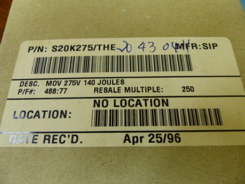 Siemens S20K275 Qty of 99 per Lot 275v 140 joules vart EPCOS