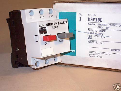 SIEMENS MSP10D Motor Starter Protector NIB