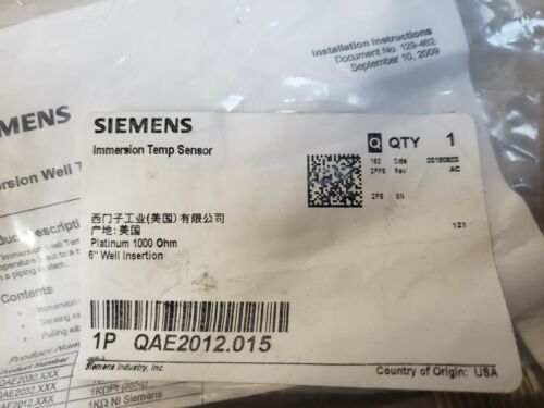 New 6 Platinum Immersion Temperature Sensor Siemens qae2012.015