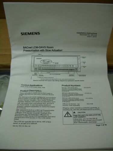 SIEMENS - PROGRAMMABLE BACnet TEC LCM-OAVS DAMPER LOW SPEED CONTROLLER 570-801PA