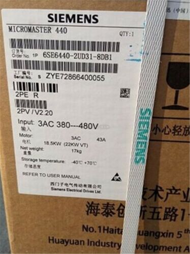 1Pc Brand New Siemens Inverter MM440 Series 6SE6440-2UD31-8DB1 380V 18.5KW #W wc