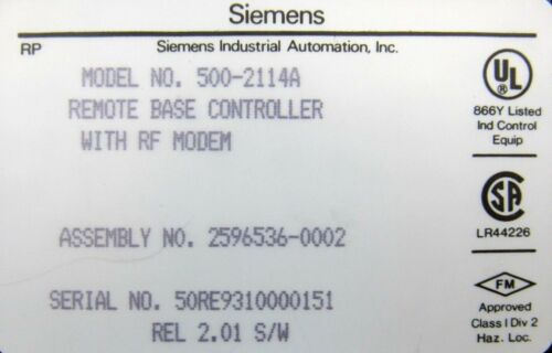 NEW SIEMENS 500-2114A REMOTE BASE CONTROLLER 5002114A 2596536-0002