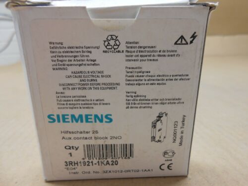 1 NIB SIEMENS 3RH1921-1KA20 3RH19211KA20 CONTROL RELAY 2NO 2NC 125VDC SCREW S00