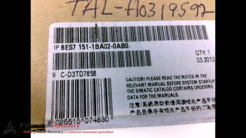 SIEMENS 6ES7 151-1BA02-0AB0, SIMATIC CONTROLLER INTERFACE MODULE, NEW #110959