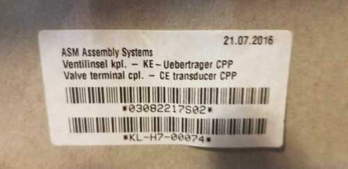 Siemens ASM Assembly Systems. Valve terminal cpl. - CE transducer CPP