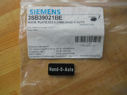 SIEMENS 3SB39021BE INSCRIPT. PLATE HAND-O-AUTO 12.5 x 27 MM NEW