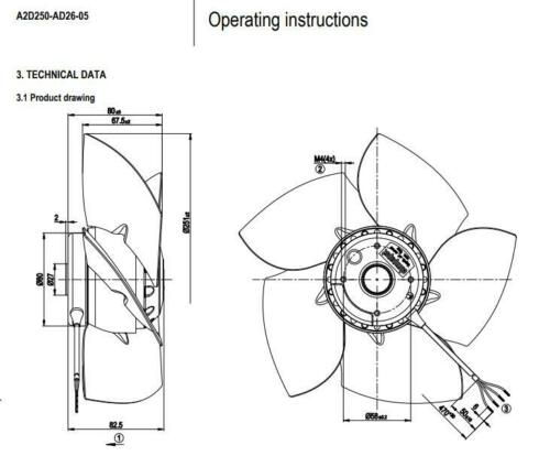 For ebmpapst A2D250-AD26-05 M2D068-DF Siemens Spindle Motor fan 1PH716 Series