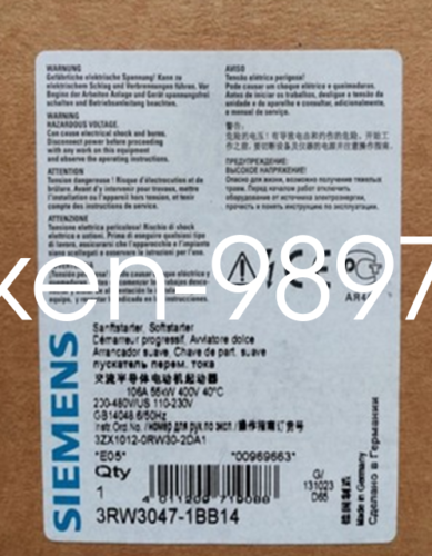 1PC NEW SIEMENS SIRIUS Soft Starter 3RW3047-1BB14 55KW