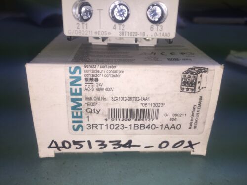 Siemens 3RT1023-1BB40-1AA0, Sirius Line, Contactor, 3 Poles, 600 Volts, 9 Amps