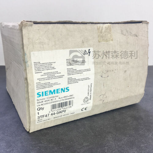 NIB SIEMENS CONTACTOR 3TF4744-0AP0 SIZE 3, 3-POLE AC-3, 30KW, 400/380V