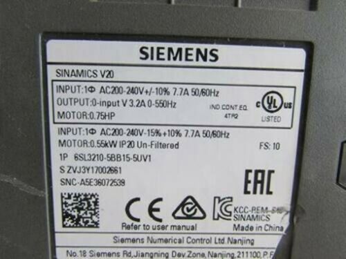 1PCS New Siemens 6SL3210-5BB15-5UV1