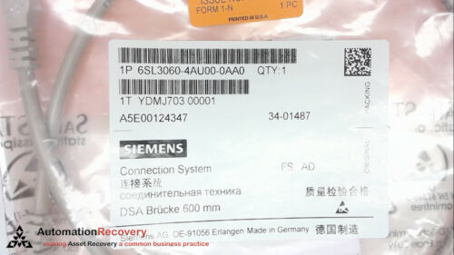 SIEMENS 6SL3060-4AU00-0AA0, DRIVE-CLIQ CABLE, IP20/IP20, 0.6 METERS, NEW #249471