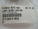 SIEMENS AUT5 LAMP, LAMPE, GLUEH, 24V / 3W, LIGHT BULB 2100140, ST NOS SEALED BAG